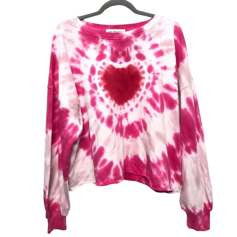 Sweatshirt Crewneck By Wildfox In Pink & White, Size: Xl