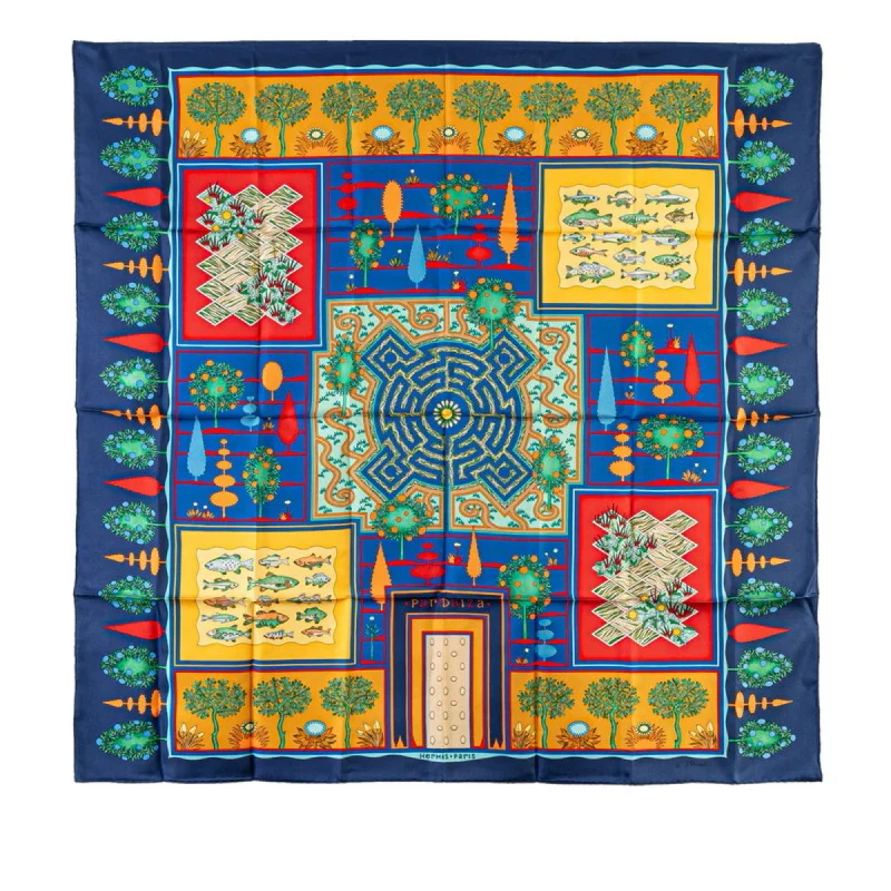 Hermes blue  yellow Silk Scarf (Pre-Owned)