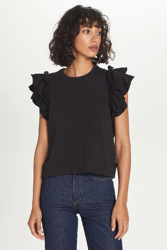 Sleeveless Ruffle Sweatshirt