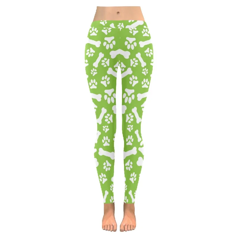 Womens graphic dog pet paw and bone print Low Rise outdoor Leggings size:XXS-5XL