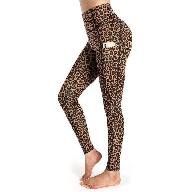 Legging Léopard Sport Noir et Marron avec Poche