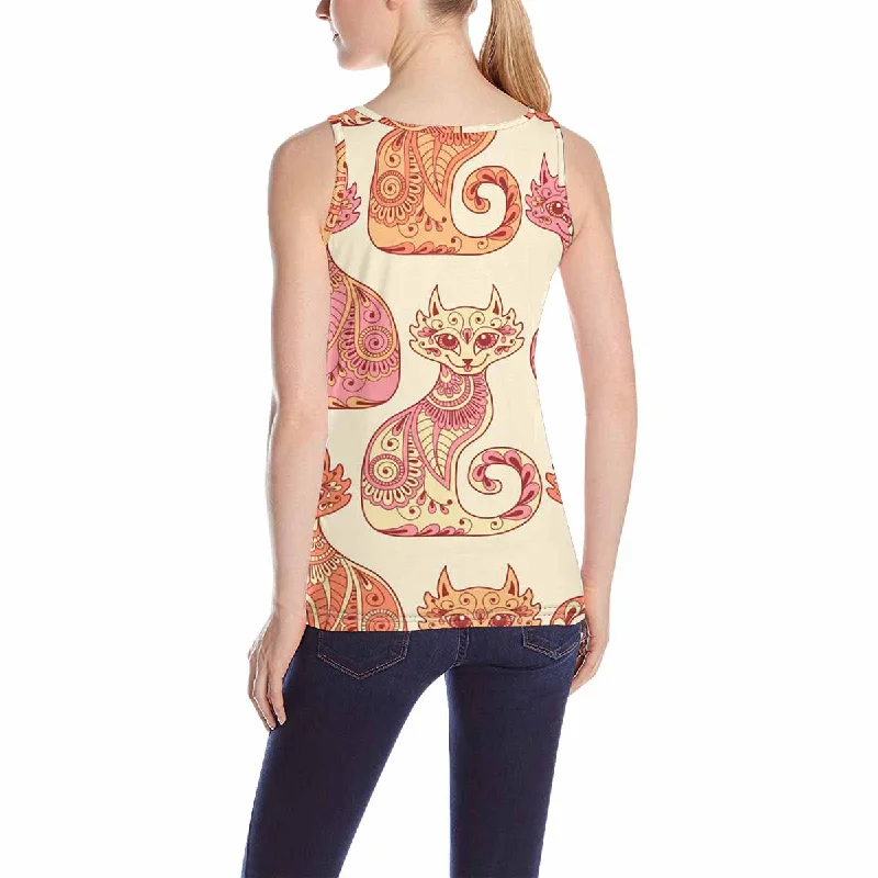 Womens Tank Tops print with ethnic beautiful cats