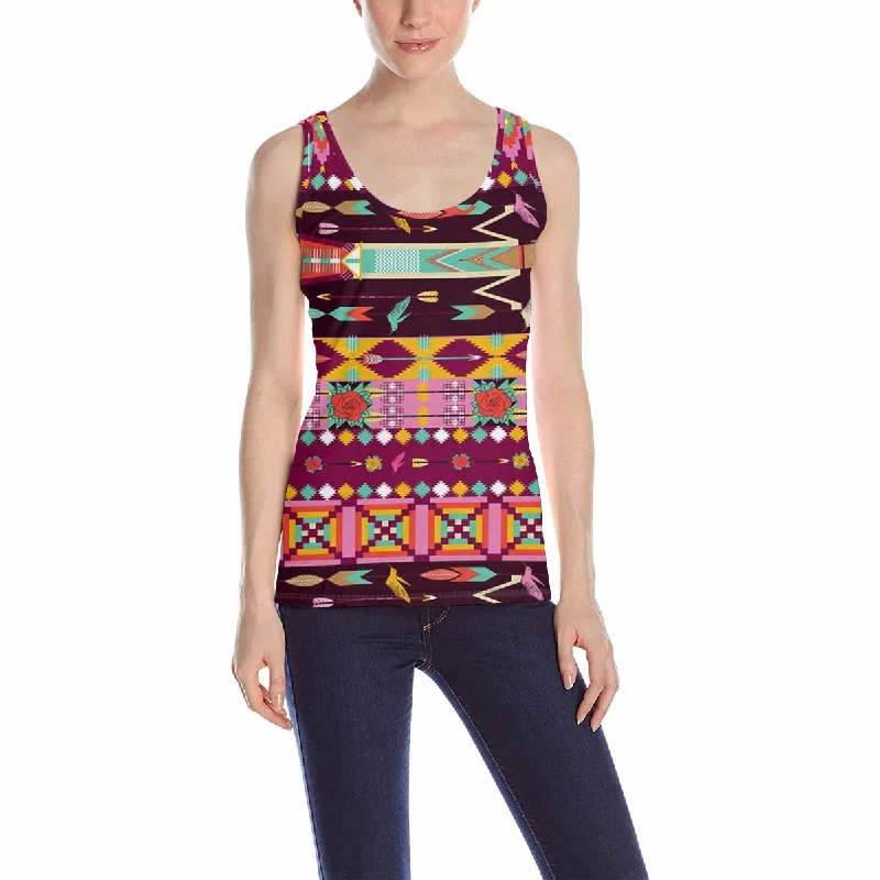 Womens Tank Tops print with retro graphic Aztec pattern