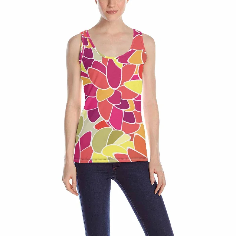 Womens Tank Tops print with colorful Abstract petals