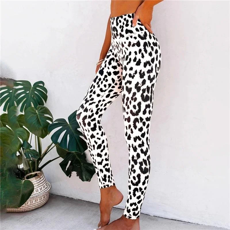 Legging Léopard Femme Blanc et Noir