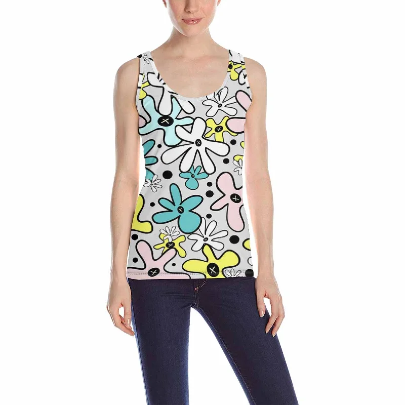 Womens Tank Tops print with cute flowers pattern