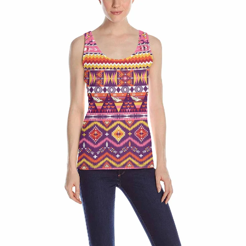 Womens Tank Tops print with Aztec geometric pattern