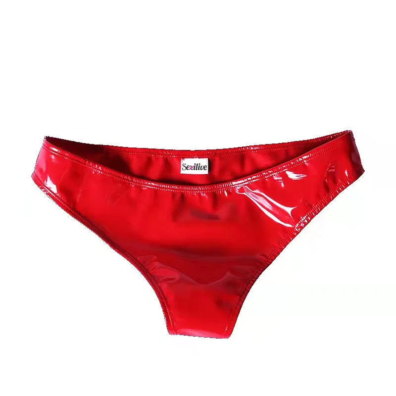 Glossy PVC Leather Low Waist Shorts - Erotic Fetish