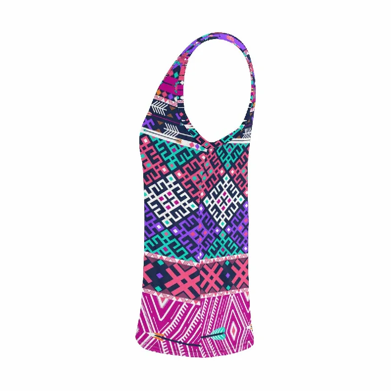 Womens Tank Tops print with graphic aztec pattern with birds and flowers