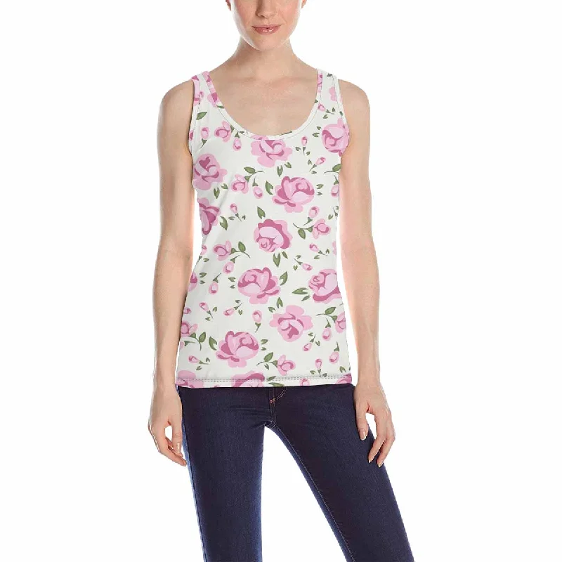 Womens Tank Tops print with Shabby chic rose