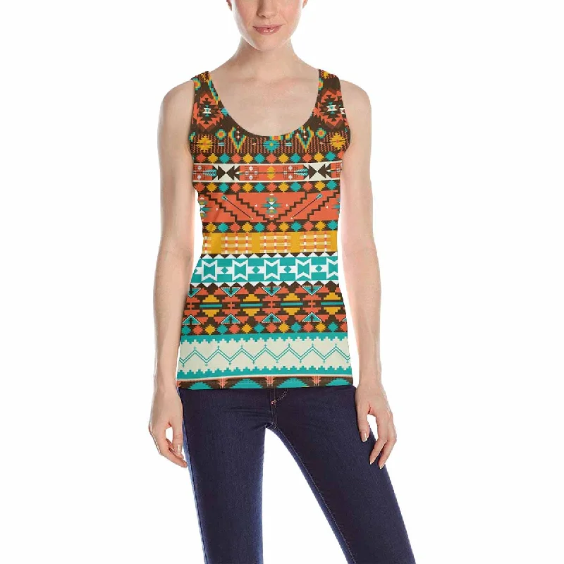 Womens Tank Tops print with colorful aztecs navajo pattern