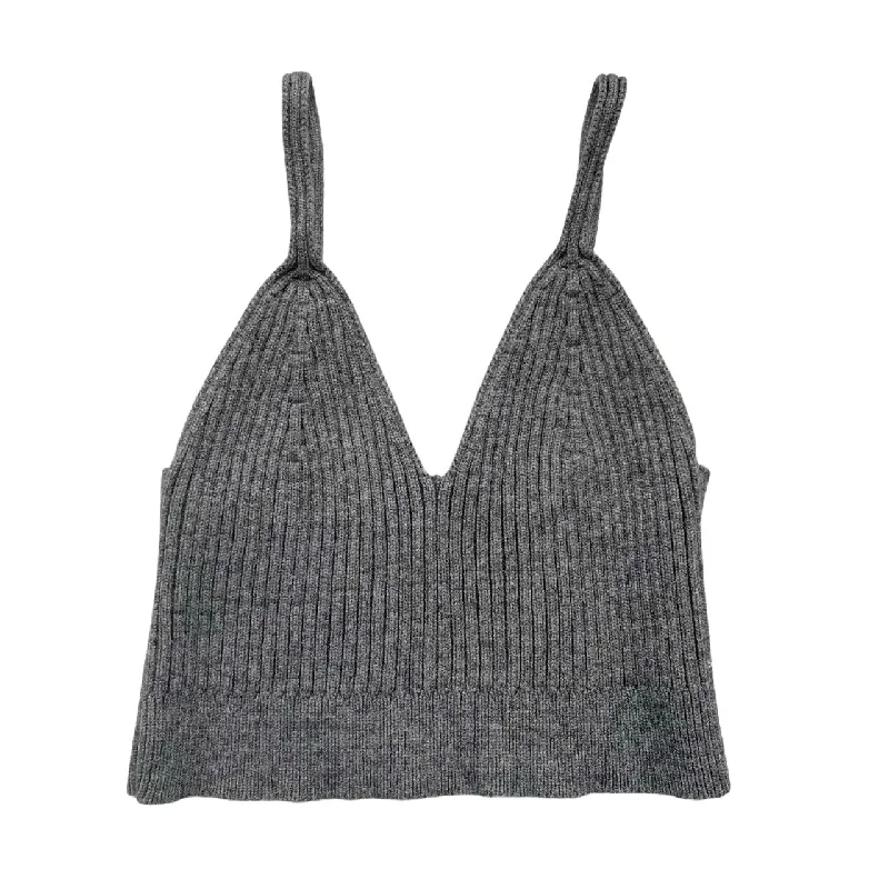 Grey Knit Ribbed Brami Tank Top