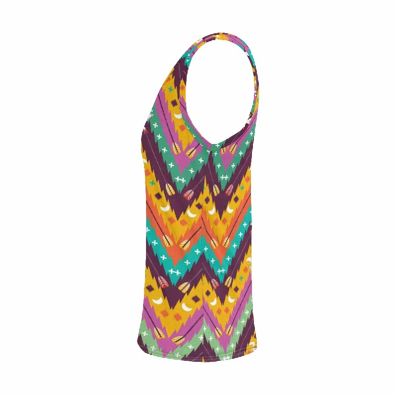 Womens Tank Tops print with colorful aztec geometric pattern with birds