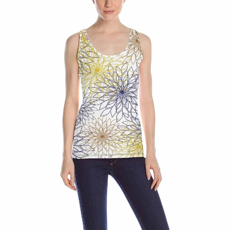 Womens Tank Tops print with geometry flowers