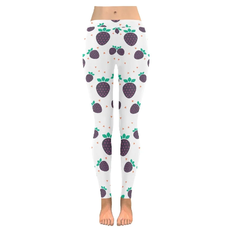 Zenzzle Doodle Strawberry print low rise womens outdoor leggings(XXS-5XL)