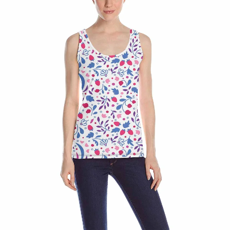 Womens Tank Tops print with colorful flowers and berries