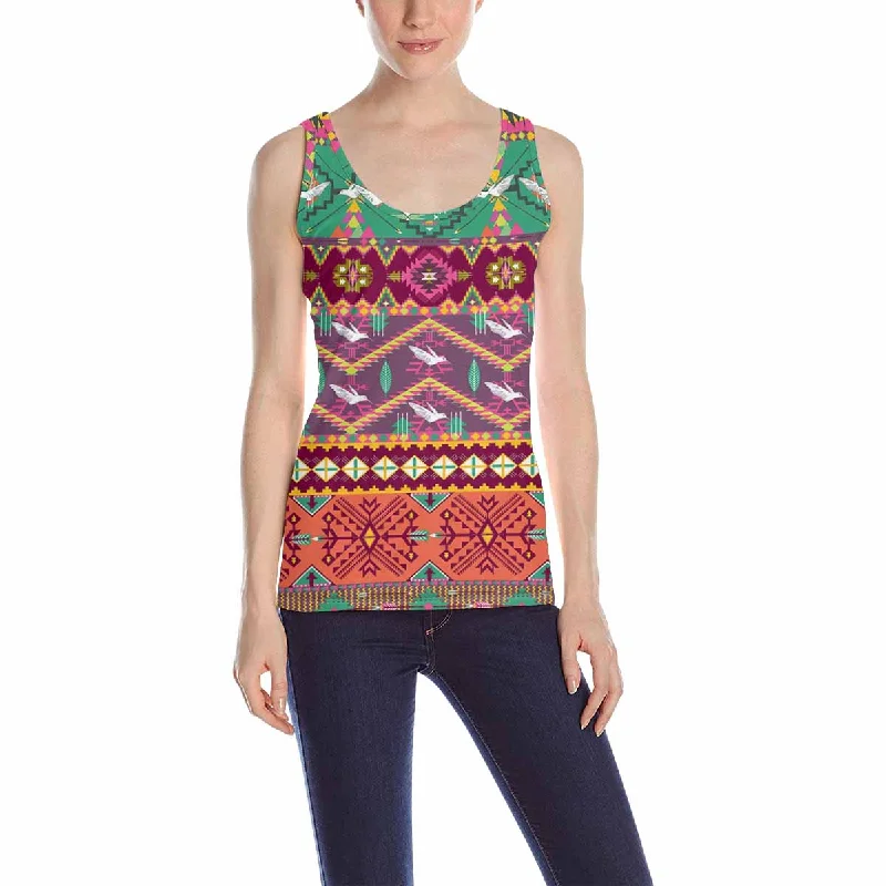 Womens Tank Tops print with colored aztec pattern