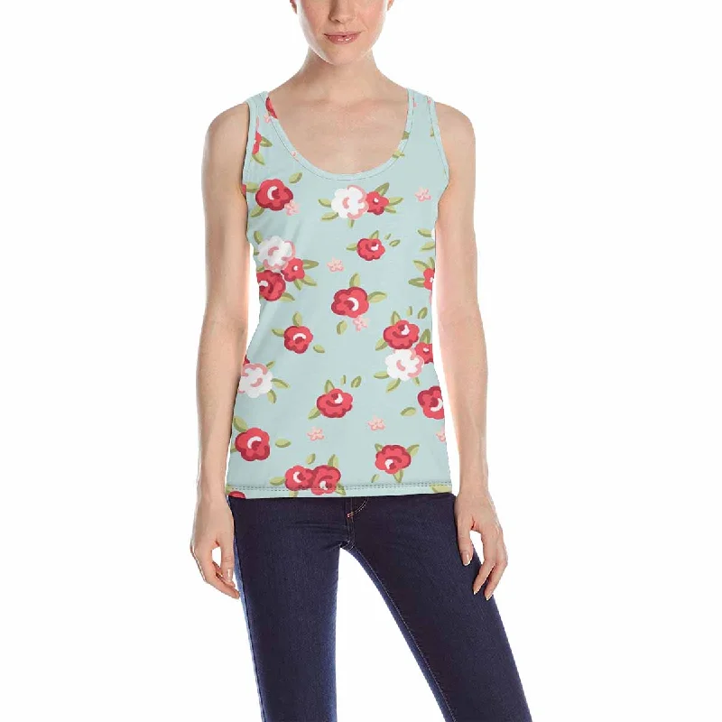 Womens Tank Tops print with colorful English Rose