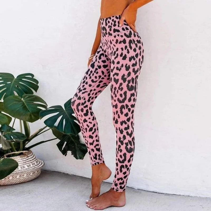 Legging Léopard Femme Rose et Noir