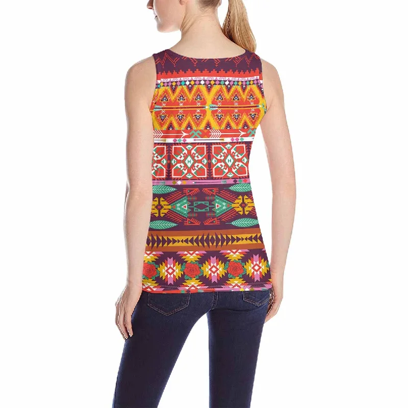 Womens Tank Tops print with colorful aztec birds pattern