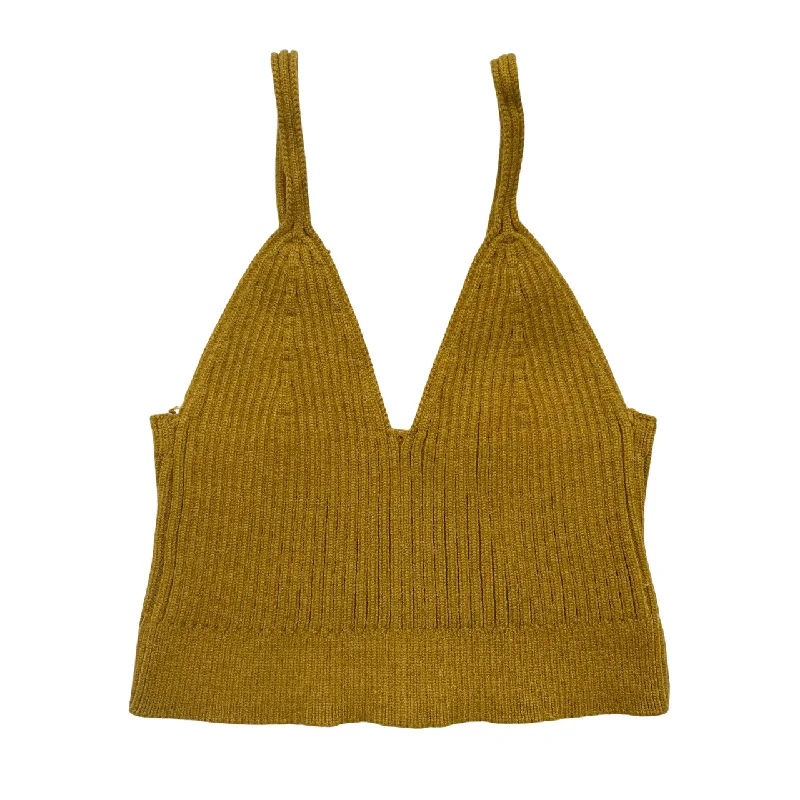 Mustard Knit Ribbed Brami Tank Top