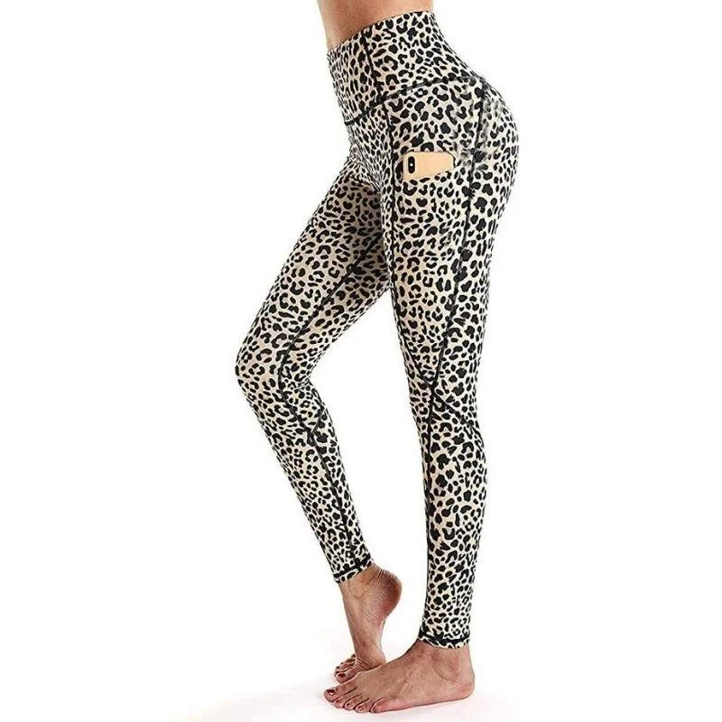 Legging Léopard Sport Noir et Beige avec Poche