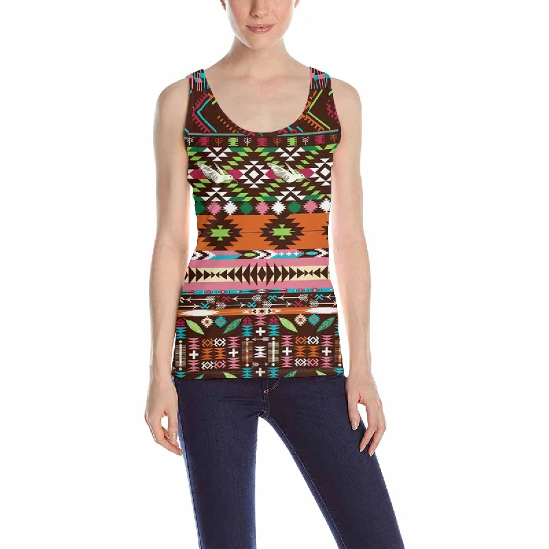 Womens Tank Tops print with colorful aztec geometric pattern