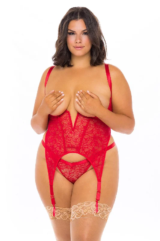 Curvy Maryl Open Cup Merrywidow Corset Bra Set