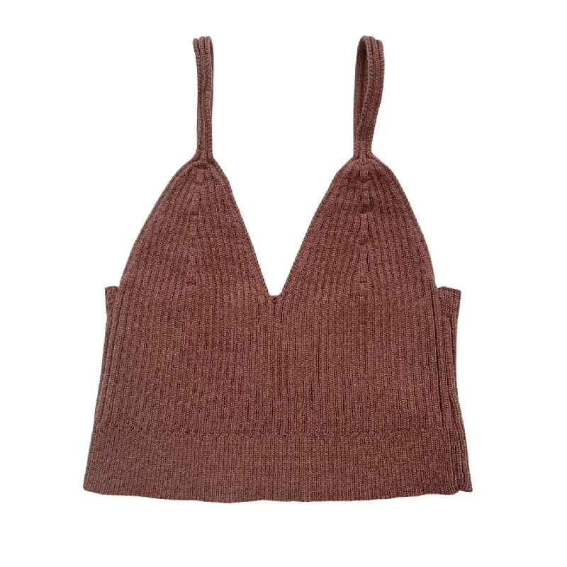 Brown Knit Ribbed Brami Tank Top