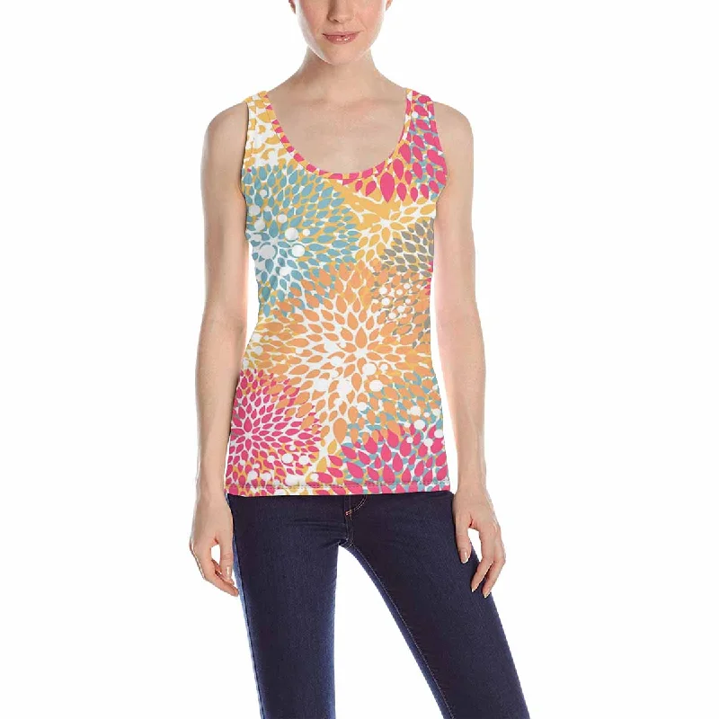 Womens Tank Tops print with graphic colorful flowers pattern