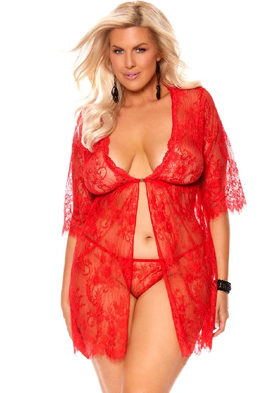 Eyelash Lace Babydoll with Panty Plus