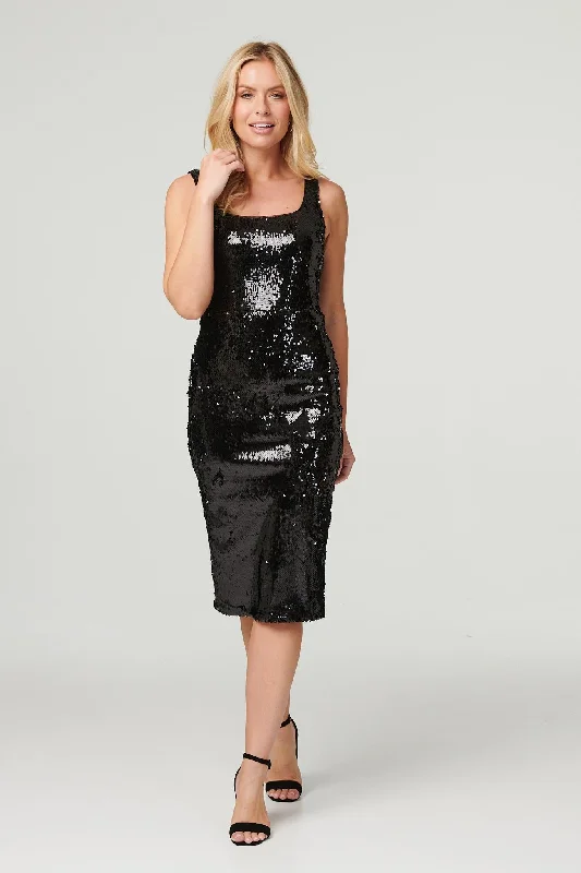 Sequin Sleeveless Shift Dress