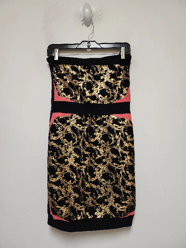 Dress Casual Short By Bebe In Black & Gold, Size: M