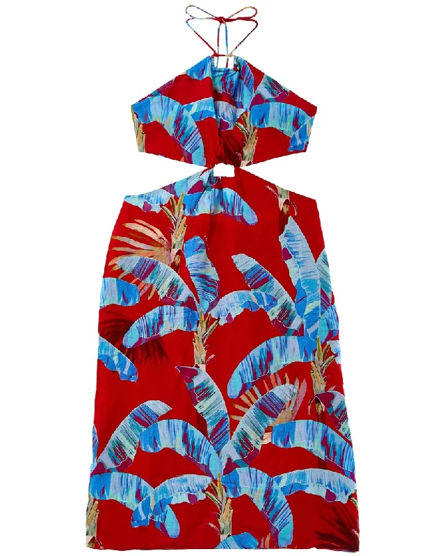 FARM Rio Sweet Jungle Cutout Linen-Blend Midi Dress