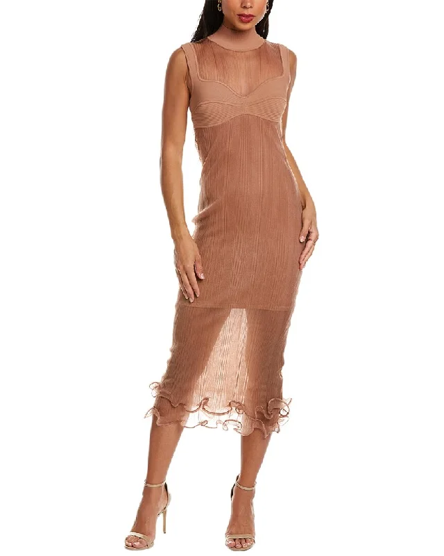 Hervé Léger Sheer Layered Midi Dress