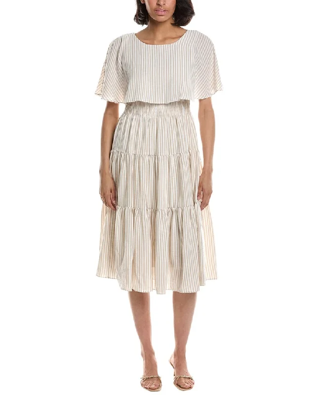 Maison Tara Tiered Linen-Blend Midi Dress