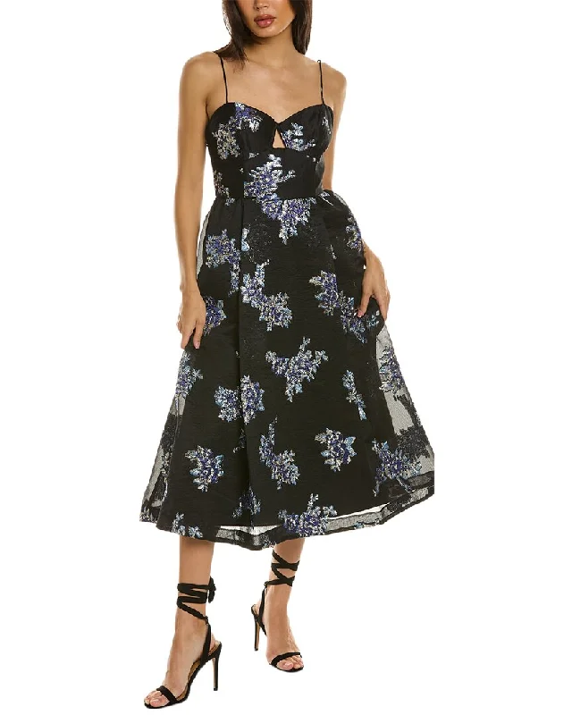 ML Monique Lhuillier Jacquard Midi Dress