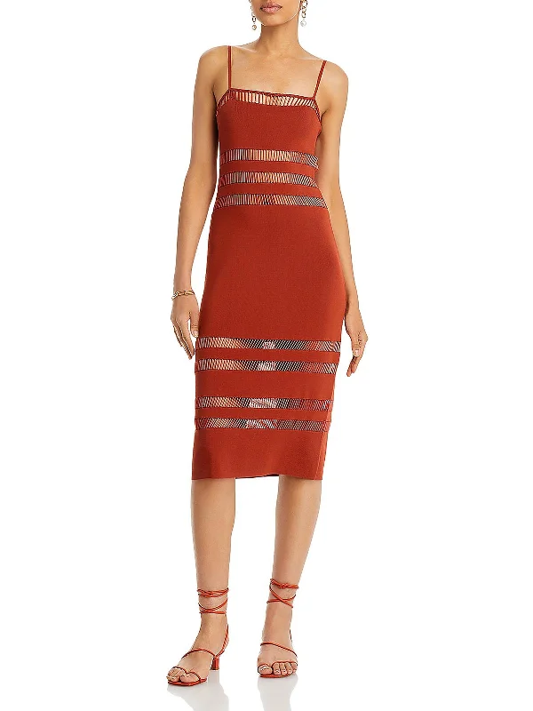 Womens Cut-Out Knit Midi Dress