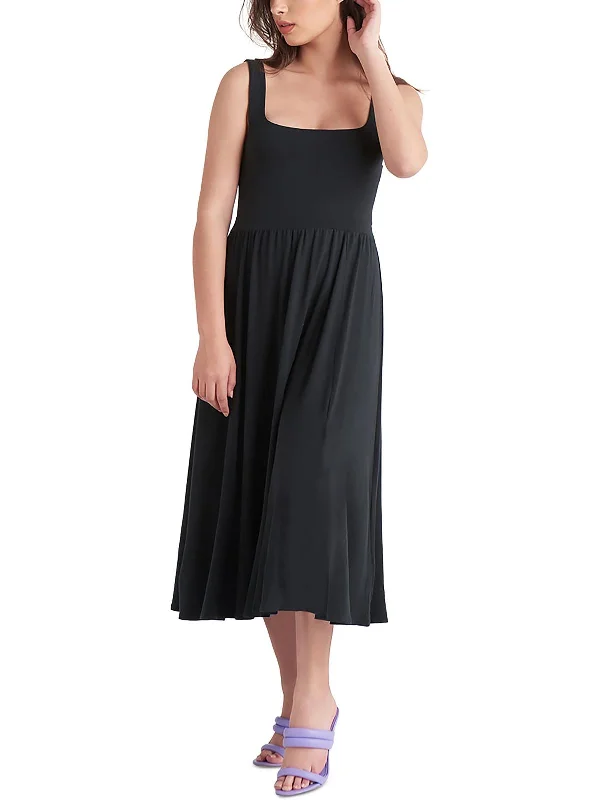 Womens Mid Calf Rayon Midi Dress