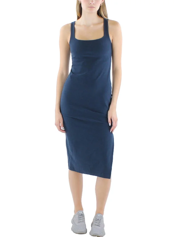 Womens Side Slit Polyester Midi Dress