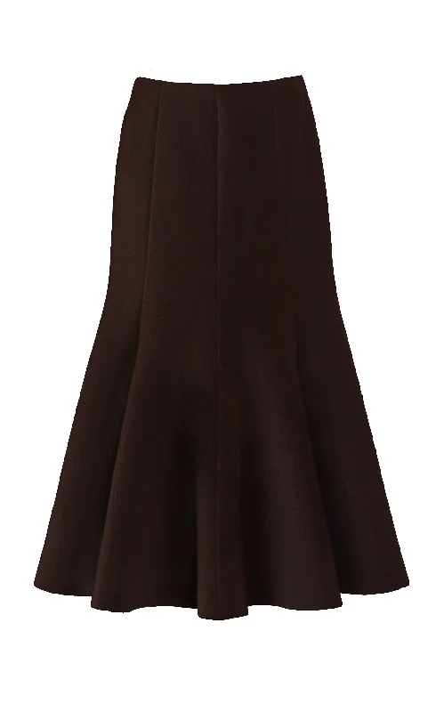 Amy Midi Skirt in Chocolate Double-Face Recycled Cashmere Felt