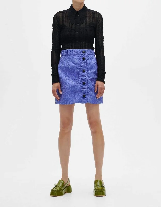 Asymmetrical Mini Skirt In Blue Iris