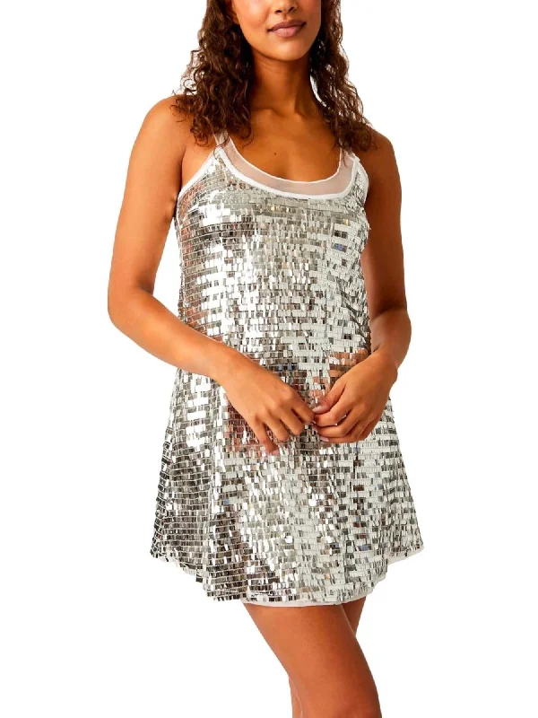 Disco Fever Mini Dress In Silver