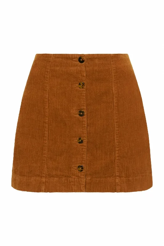 Faye Corduroy Mini Skirt In Caramel