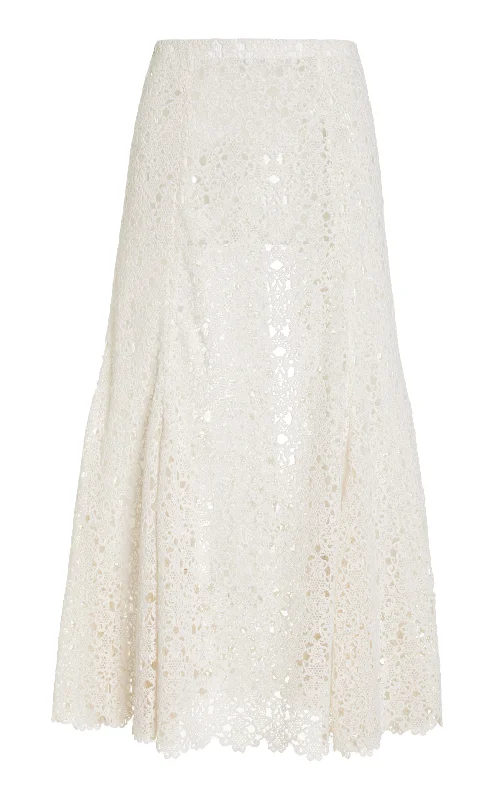 Florence Maxi Skirt in Ivory Cashmere Lace