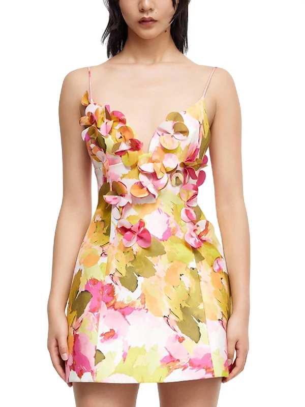 Isla Mini Dress In Yellow/pink