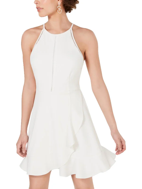 Juniors Womens Crepe Sleeveless Mini Dress