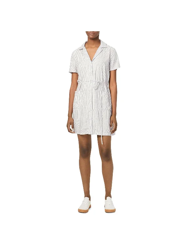 Laiche Womens Striped Mini Shirtdress