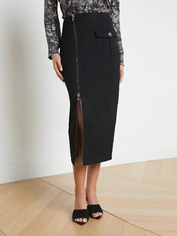 Maveric Cargo Pencil Skirt In Black