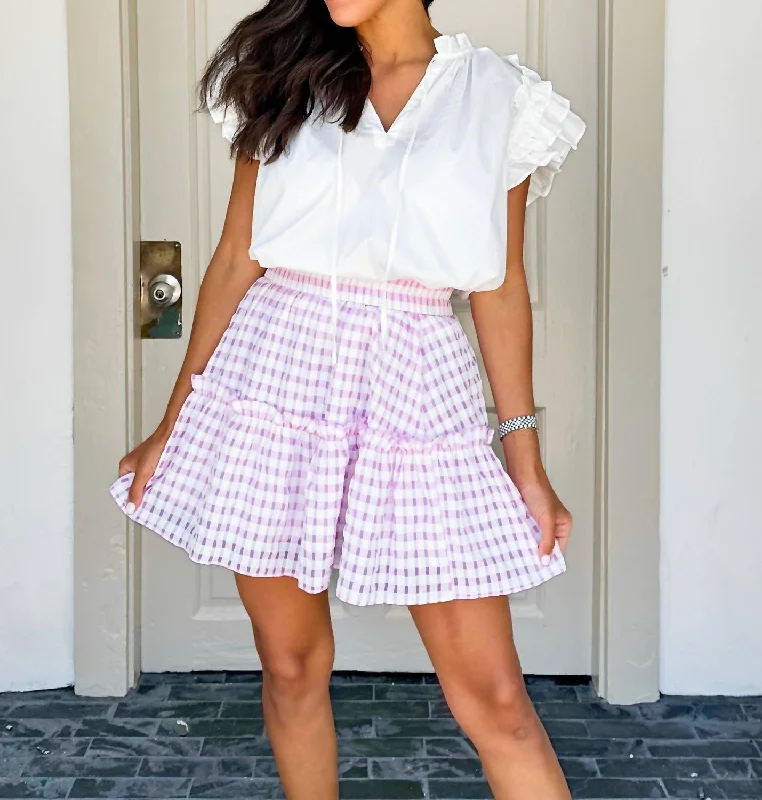 Selena Gingham Skirt In Purple